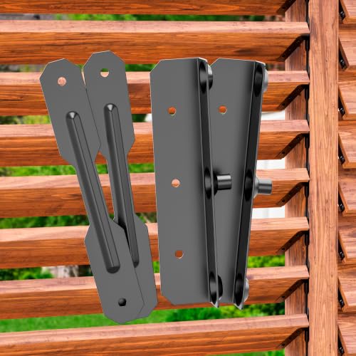 Exterior Privacy Louvers Bracket Shutter Hardware Kit,Metal Deck Sunblind System for Wood Blinds,Steel Pergola Louvered Brackets Screen for Window,Holding up to 11 Boards,Suit for Porch,Fence,Gazebo