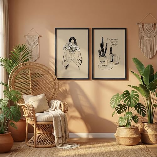 Image of NoWorries Quote Black Framed Paintings for living room - Typography Wall decor paintings with frames for home decoration /illustration wall frames for Home, Cafe, Lounge, Restaurant Decor (Theme-Quote) (Synthetic Wood Frame) (Leminated 300 GSM Print) Set of 2