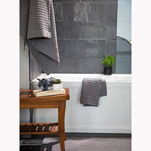 Gilden Tree Waffle Hand Towels For Bathroom Quick Drying Lint Free Thin, Modern Style (Slate) #TOP3