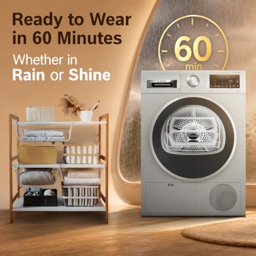 Image of Bosch 8 kg Front Load Fully-Automatic Tumble Dryer, 100% Drying, 5 Drying Options, Reduces 99.9% Allergens, Ready-to-Wear No Crease, Silver, WPG23108IN (2026 Model)