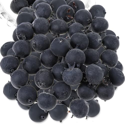 50 PCS Artificial Blueberry, Fake Blue Berries Lifelike Craft Blueberries Simulation Berries Models Props Artificial Realistic Fruit for Home Wedding Kitchen Cabinet Food Photography Props DIY Craft