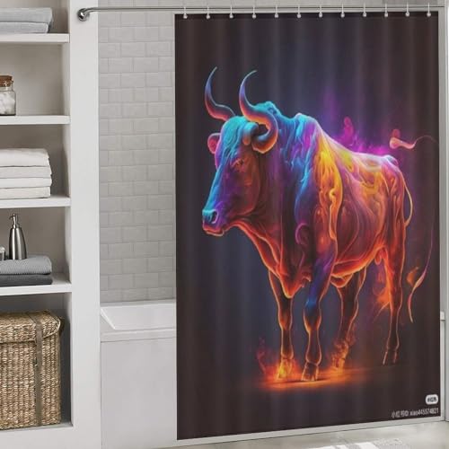 Rideau de douche en polyester de qualité supérieure lavable motif vache rustique - 2