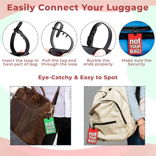 Image of Kraptick Luggage Tags for Travel - Strong & Stylish Bag Identification Tags for Suitcase Lightweight Name Tag for Bags Travel ID Labels for Suitcase, Backpack & School Bags (Pack of 2) (Red,Green)