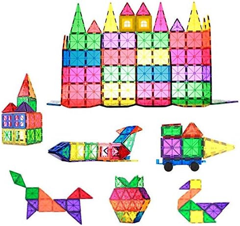Collun Magnetic Building Tiles, 48pcs Colorful 3D Transparent Magnet Building Blocks Set, Educational Toy Gift for Kids Boys Girls (48PCS)