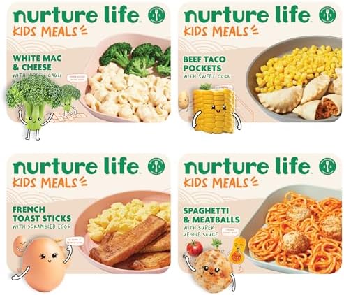 Nurture Life Kids Meals, Healthy Toddler, Kid & Baby Food 4 Meal Variety Pack, White Mac and Cheese, Beef Taco Pockets, Freshly Made Organic Focus, Ready to Eat Meals & Snacks, Refrigerated Delivery