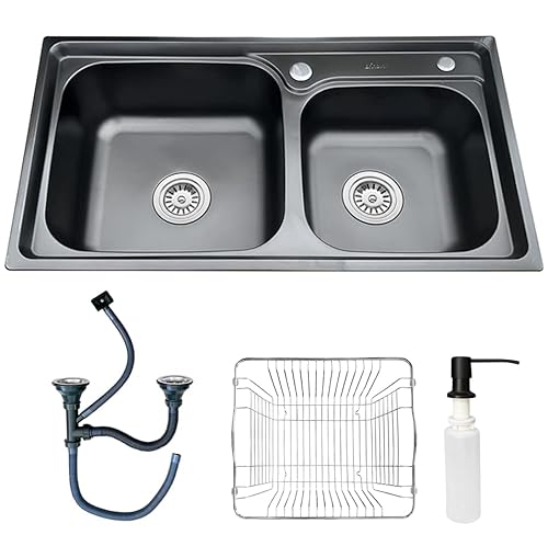 Cuba Dupla Preta Gourmet Pia Dupla Cozinha Inox Preto 78x43 Acessório Brinovar