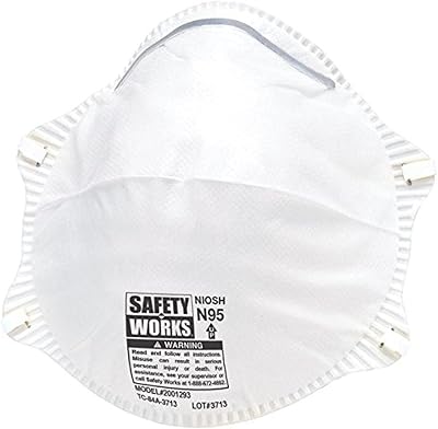 Safety Works 10102481 Respirator N-95 Harmful Dust, 20-Pack, White