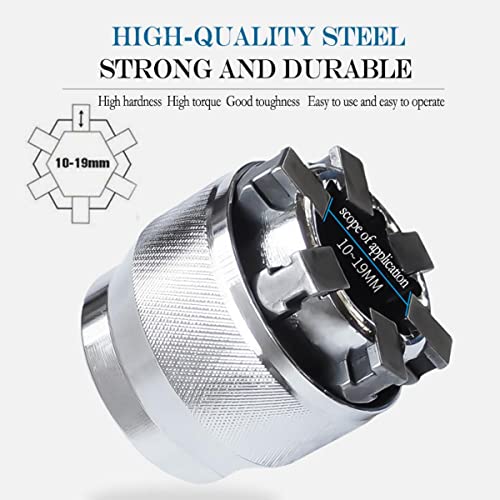 Abruga Universal Multi-Function Wrench Socket Adapter Head For 3/8 Inch Drive Wrench, 10-19Mm Adjustable Hex Universal Socket Torque Ratchet Socket Adapter Wrench Head Spanner Sleeve Repair Tool #TOP2