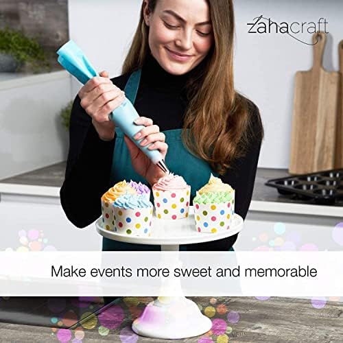 Piping Bags and Nozzles Set of 21 Pcs with 2 Converters, 14 Stainless Steel Piping Nozzles, 2 Reusable Piping Bags,3 Plastic Scrapers for Decorating Cakes & Cupcakes