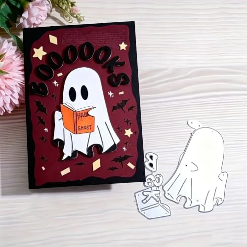 MCPOOX Festivals Metal Cutting Die for Scrapbooking, Christmas Cut Stencils for DIY Scrapbook Photo Album Decorative Paper Card, Card Making Supplies, Embossing (Halloween Ghost 3.1 x 3.1 in)