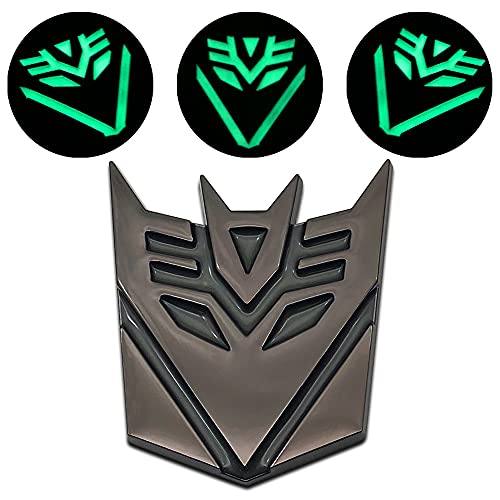 Chrome 3D Metal Self Luminous Transformers Decepticons Emblem Logo Car Lid Trunk Badge Suv Auto Racing Coupe Sticker (Glossy Black) #TOP1