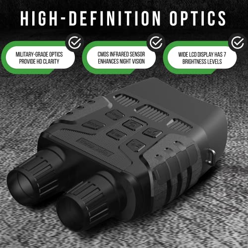 Bush Tech Night Vision Binoculars, Military-Grade Infrared Binoculars With Camera For Hunting And Surveillance, Day And Night High-Power Binoculars With 3X Digital Zoom, 984Ft Range, 2.31” Lcd Display #TOP4