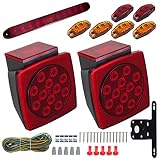 Trailer Lights LED Kit, 2X Square Trailer Lights Stop Turn Travel Trailer Tail Lights w/ Trailer Wir