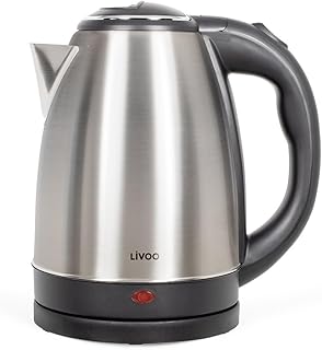 Livoo - Hervidor de agua de acero inoxidable DOD207-1,2L, 1500W, acero inoxidable, protección contra sobrecalentamiento, rotación de 360°