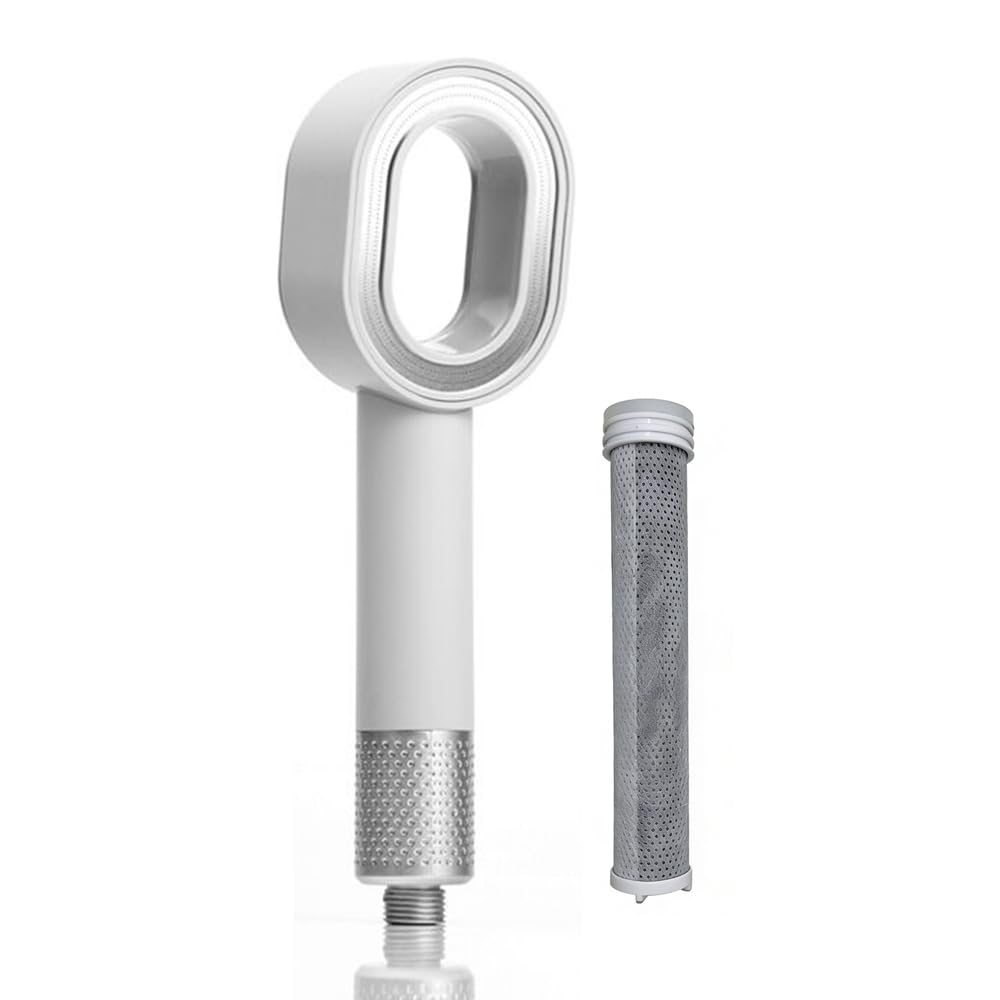1 cabezal de ducha filtrado, alcachofa de ducha portátil con filtro, cabezal de ducha de alta presión para agua dura, elimina el cloro y la purificación del agua, accesorios de baño (blanco)