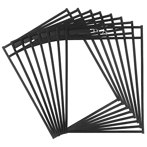 Tamaki 8 Pack Dry Erase Pockets Sleeves with Rings, 10 x 14 Inch Ticket Holders Clear Plastic Sleeves Sheet Protectors for Teacher Classroom Sleeves, Black