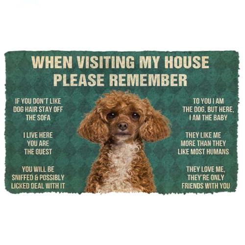 ���փ}�b�g ���̓v�[�h���̉Ƃ̃��[�����o���Ă����Ă������� 50×80cm doormat Dog Please Remember Poodle Dog's House Rules