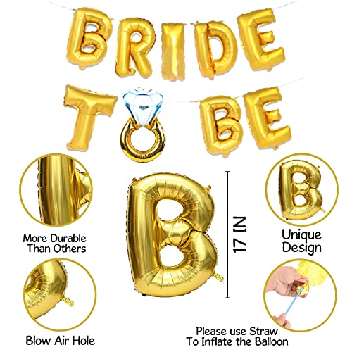 Image of Party Propz Golden Bride To Be Decoration Kit -2Pcs Bride to be ring foil balloon With Led Light Bachelorette Decorations Items For Bridal Shower Decorations Items /Bachelorette