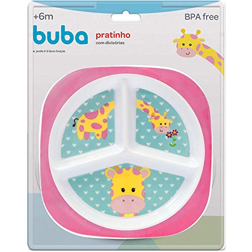 Buba Girafinha Prato com Divisórias, Multicor, 22 x 22 x 2 cm