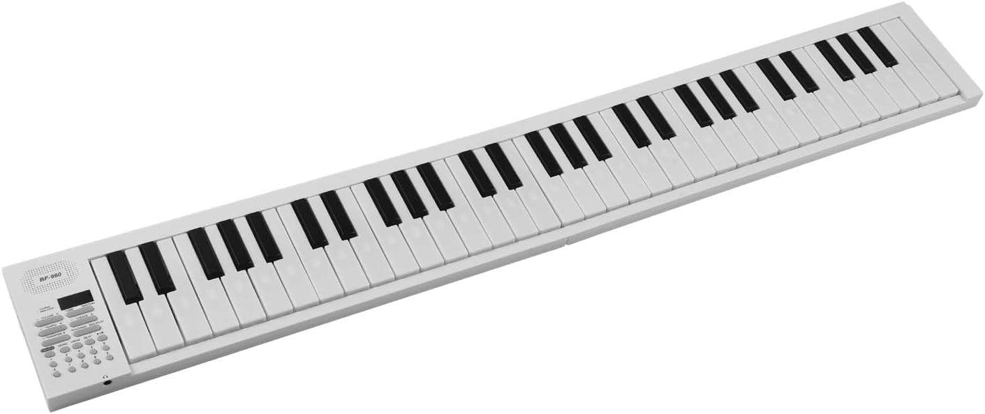 61-Key Foldable Electronic Piano Multifunctional Electronic Piano Keyboard LED Display Built-in Rechargeable Battery Portable Musical Instrument Digital Pi