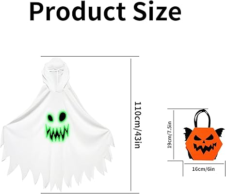 Costume fantasma oscuro bambino per Halloween e seminare paura