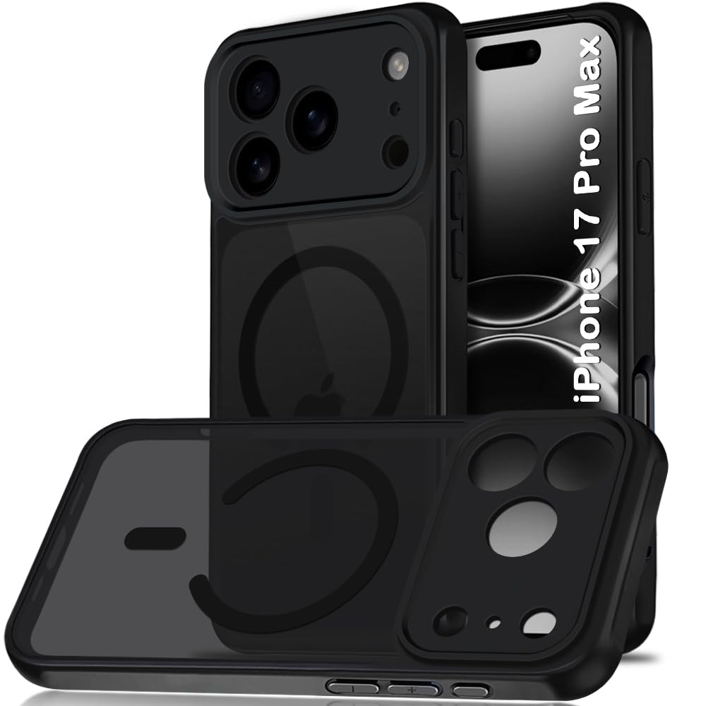 TheGiftKart Hybrid Matte Frosted Translucent Back Cover Case for iPhone 17 Pro Max Compatible with MagSafe | ShockProof Design | Camera Protection Module | Hard Back Cover Case (PC & TPU, Frost Black)-image-27