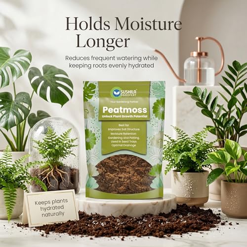Image of Sushila Agrofert Peat Moss 1KG Acidic pH, Sterile, Excellent Water Retention, Good Drainage, Light & Airy, Seed Germination, Potting Mix, Hydroponics, Soil Amendment, Mulch, Root Growth & Garden Use