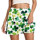Foweknow Disfraces de carnaval para mujer, falda de tenis informal para el día de San Patricio, yoga, deporte, pantalones cortos, falda elástica, falda irlandesa, fiesta irlandesa, carnaval