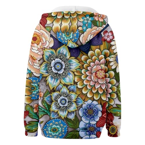 Sweat à capuche décontracté avec fermeture éclair imprimé graphique veste ample