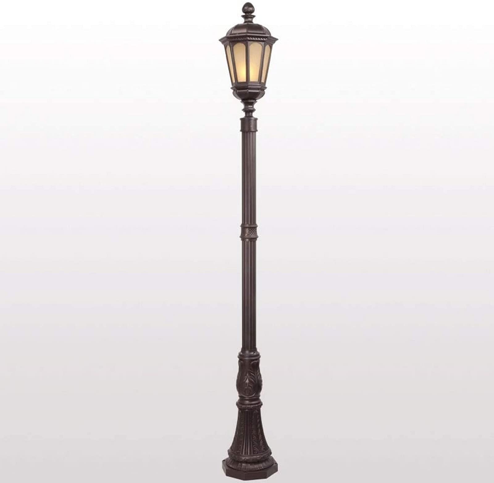 Lampada da cortile Lampada da esterno tradizionale antica in vetro per esterni Lanterna a palo alto 230 cm Lampada da colonna pressofusa impermeabile Lampada da giardino per prato da giardino Lampada