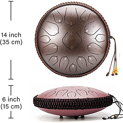 Tambor Tongue Drum de Acero 14 Pulgadas 15 Notas Marrón miniatura 2