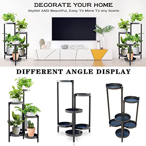 Yisancrafts Plant Stand Metal Indoor Outdoor - 6 Tier Tall Corner Plant Shelf, Vertical Flower Pot Holder Stands For Plants Multiple, Foldable Planter Rack Shelves For Patio, Balcony, Garden, Black #TOP5