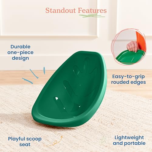 Image of ECR4Kids Plastic Leaf Scoop Floor Rocker Seat, Classroom Furniture, Green, 6-Piece