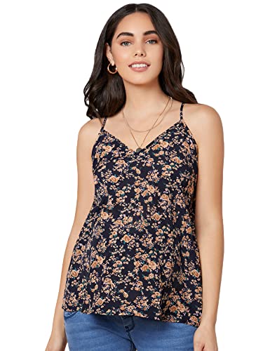 Oyoangle Women's Maternity Floral Print Spaghetti Strap V Neck Pregnancy Cami Tank Top Black L #TOP10