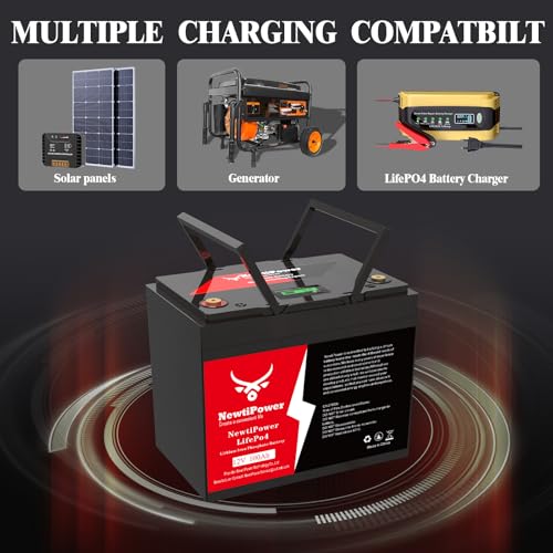 Image of 12V 100Ah Lithium LiFePO4 Battery with 100A BMS Grade A Cells Deep Cycle Rechargeable Battery,10000+ Cycles,Perfect for Golf Cart,Off Grid Applications (12.8V 100Ah)