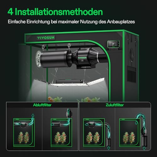4-Zoll-Luftkohlefilter, Aluminiumgehäuse-Aktivkohle-Luftfilter mit Schwarzer Beutel-Smellines-Steuerung für Inline-Kanalventilator, Indoor-Hydrokultur, Gewächshaus, Growzelt 12,2 X 6,9 Zoll 5 4-Zoll-Luftkohlefilter, Aluminiumgehäuse-Aktivkohle-Luftfilter mit Schwarzer Beutel-Smellines-Steuerung für Inline-Kanalventilator, Indoor-Hydrokultur, Gewächshaus, Growzelt 12,2 X 6,9 Zoll – Bild 5