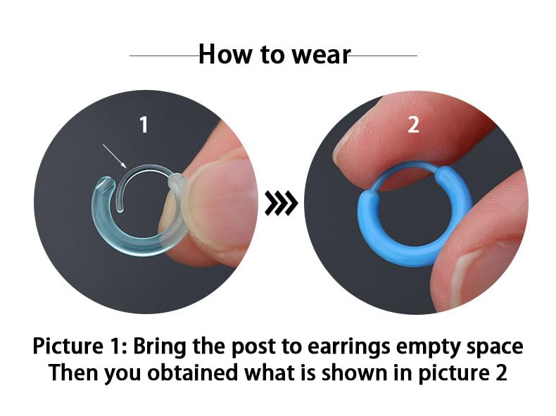 6 Pairs Plastic Earrings for Sensitive Ears & Nose,Clear Earrings Translucent Stud Earring Posts Cute Silicone Hoop Hypoallergenic Earrings for Women Multipack Set Blank Pin3