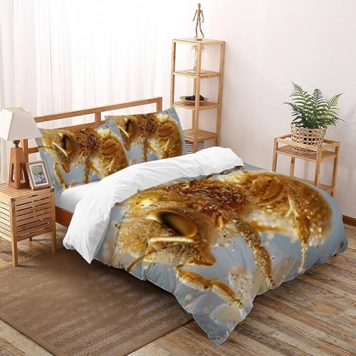 Housse de couette abeille en microfibre premium 3D, literie durable pour lit double