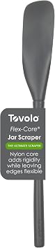 Tovolo Silicone Jar Spatula Long Handled Rubber Scraping Scooping Tool for Peanut Butter Jam Jelly Jars Blenders, Extra Long Flex Core Silicone Jar Scraper Dishwasher Safe BPA Free, Charcoal Gray