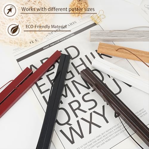 Sanauto Magnetic Poster Hanger Frame,Light Wood Frame Hanger for Photo Picutre Canvas Artwork Art Large Size Wall Map Print Wall Hanging (25cm/9.8",Black) - Image 3