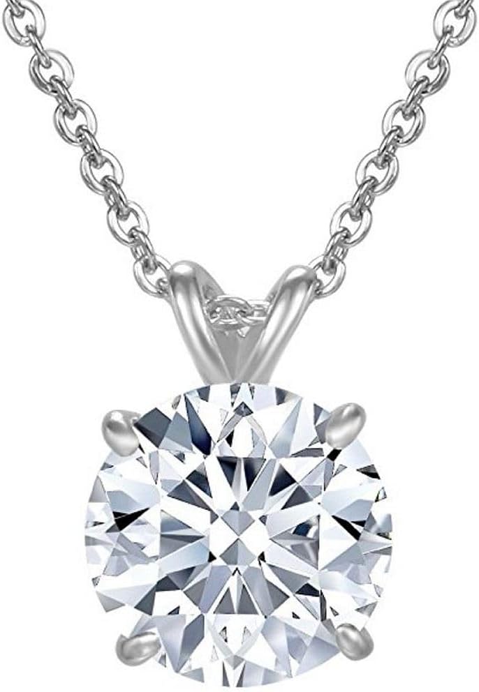 Forever Love Solid 925 Sterling Silver Birthstone Necklace 0.84 Carat 2 Carat Cubic Zirconia Gemstone Hypoallergenic Nickel Free Personalized Women Jewelry