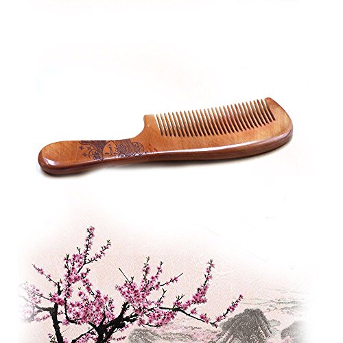 Universal Natural Hair Comb,Victory Detangling Wooden Combs No Static Peach Wood for Men,Women and Kids (long)