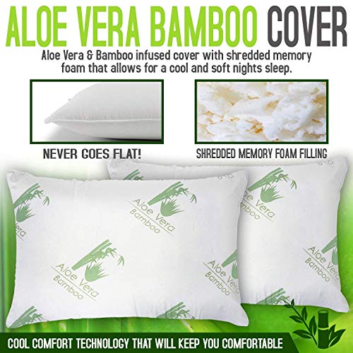 Country Club Aloe Vera Bamboo Pillow - Fluffy Memory Foam Hypoallergenic Cooling Comfort - King Size 1 Pack #TOP5