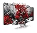 Produktbild DekoArte 267 - Modernes Bild, digitalisierter Kunstdruck | Dekoratives Bild für den Salon oder das Schlafzimer | Stil Natur Schwarz wei mit roten Bäumen | 5 Teile 200 x 100 cm XXL