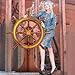 DoubleFill 4 Feet Ship Wheel Cardboard Cutout Nautical Party Decorations Stand up Large Captain Wheel Photo Props Back Drops for Pirate Nautical Party Home Outdoor Decor