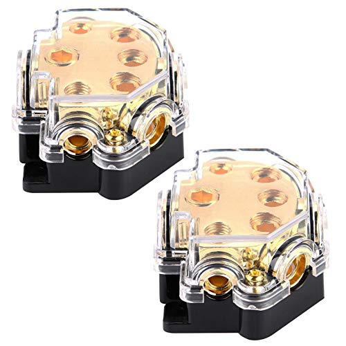 Vonsom 5 Way Power Distribution Block, 1X 0 Gauge In, 2/4/8 Gauge Out Amp Power Distribution Ground Distributor Connecting Block For Car Amplifier Audio Splitter (2 Pieces) #TOP1