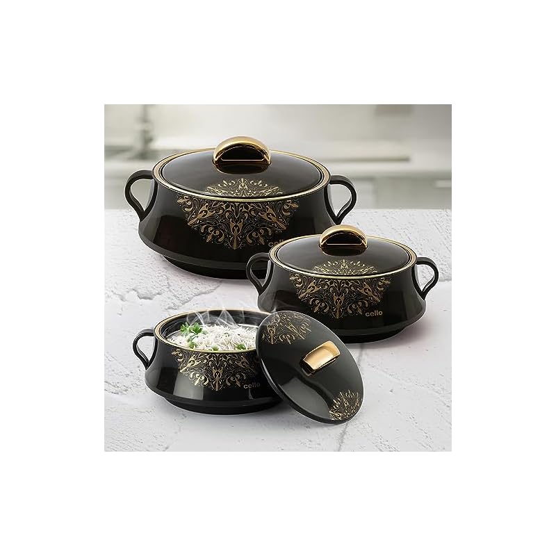 Cello Midas Casserole Gift Set with Inner Steel, 3 Unit(500ml, 1000ml, 1500ml), Black - Image 3