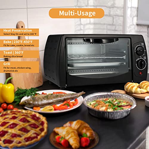 HealSmart Countertop Toaster, Oven & Pizza Maker, Toaster Oven, Exquisite 4-Slice Capacity, 9 L, Black/Matte Stainless (HIOVEN9L15X11B)