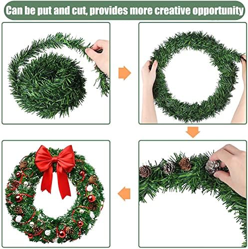 LATERN 33M Christmas Garland Decoration, Non-Lit Artificial Green Pine Garland Soft Holiday Garland for Outdoor Indoor Christmas Wedding Party Wreaths Decorations (Width 7cm)