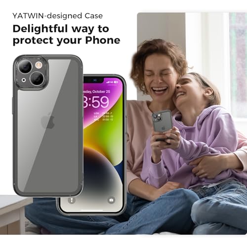 YATWIN Colored Clear Case for iPhone 13 with Matte Border, Built-in Camera Lens Protector, Non-Yellowing, Shockproof, Armour Phone Cover for Apple iPhone 13 5G - Black YATWIN Colored Clear Case for iPhone 13 with Matte Border, Built-in Camera Lens Protector, Non-Yellowing, Shockproof, Armour Phone Cover for Apple iPhone 13 5G - Black